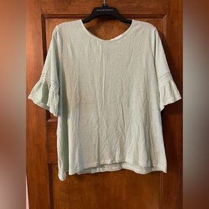 Green and White Striped Top